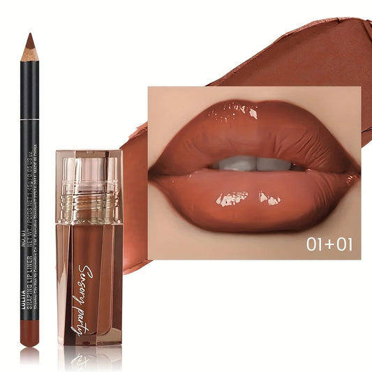 Set Lip Gloss & Crayon Lèvres – Hydratation et Précision 3D