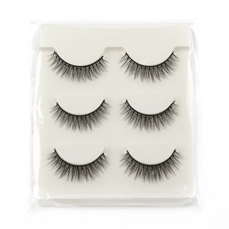 3 à 5 paires – Cils en vison 3D naturels, longs et doux, courts – Faux cils faits main, outil de maquillage pour extension de cils