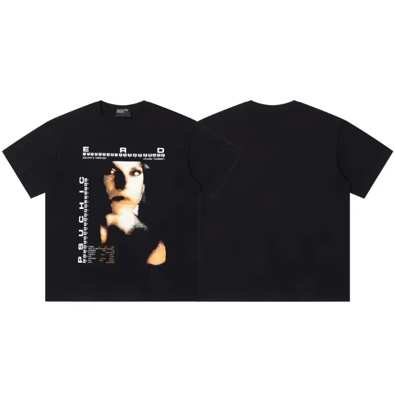 Haute qualité européenne et américaine haute rue marque à la mode ERD américain rétro impression lâche rétro couple à manches courtes T