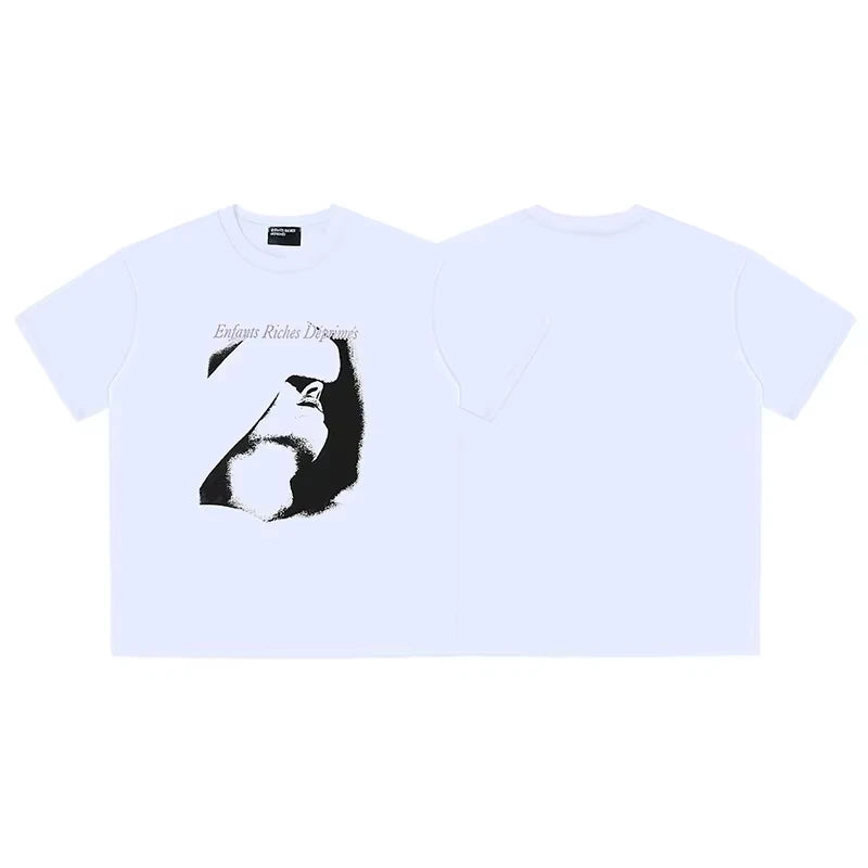 Haute qualité européenne et américaine haute rue marque à la mode ERD américain rétro impression lâche rétro couple à manches courtes T