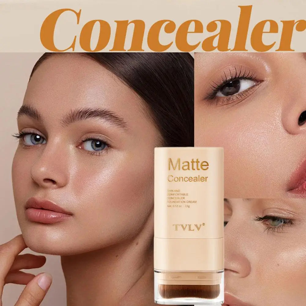 Stick maquillage double embout 2 en 1 – Fond de teint et correcteur mat, outil lisse pour le visage