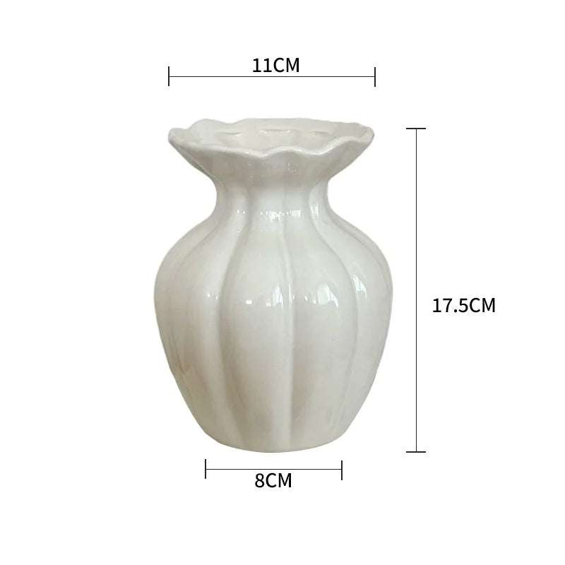 Luxury French Cream Ceramic Vase – Elegant Flower Holder for Home Decor