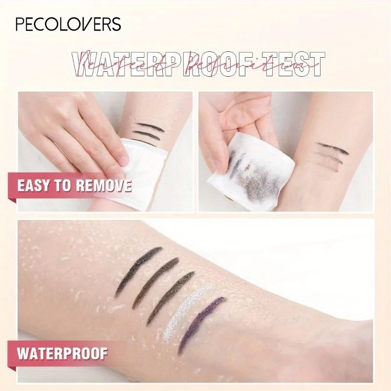 Crayon Gel Eyeliner Blanc Waterproof – Vert et Marron, Doux, Haute Pigmentation, Mat et Brillant, Longue Tenue