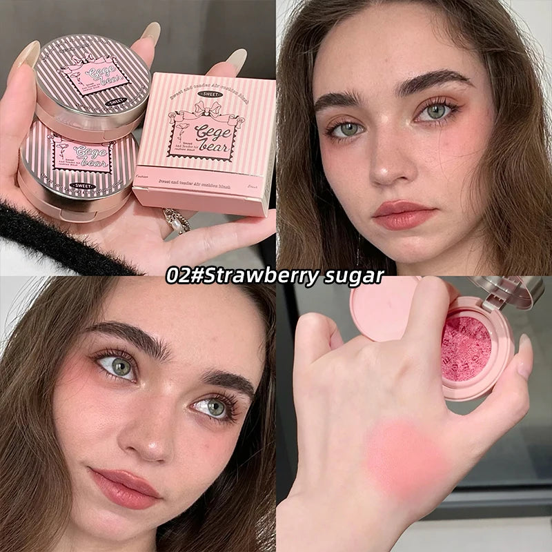Blush coussin 3 couleurs – Texture crème mate, avec applicateur puff, sans poudre – Application lisse, pour un maquillage quotidien impeccable