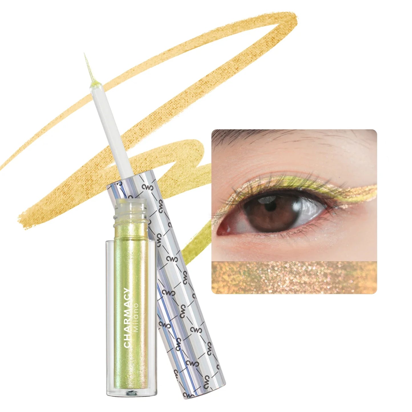 Eyeliner Liquide Duochrome Pailleté — waterproof, longue tenue, pointe ultra-fine, anti-bavures, maquillage des yeux