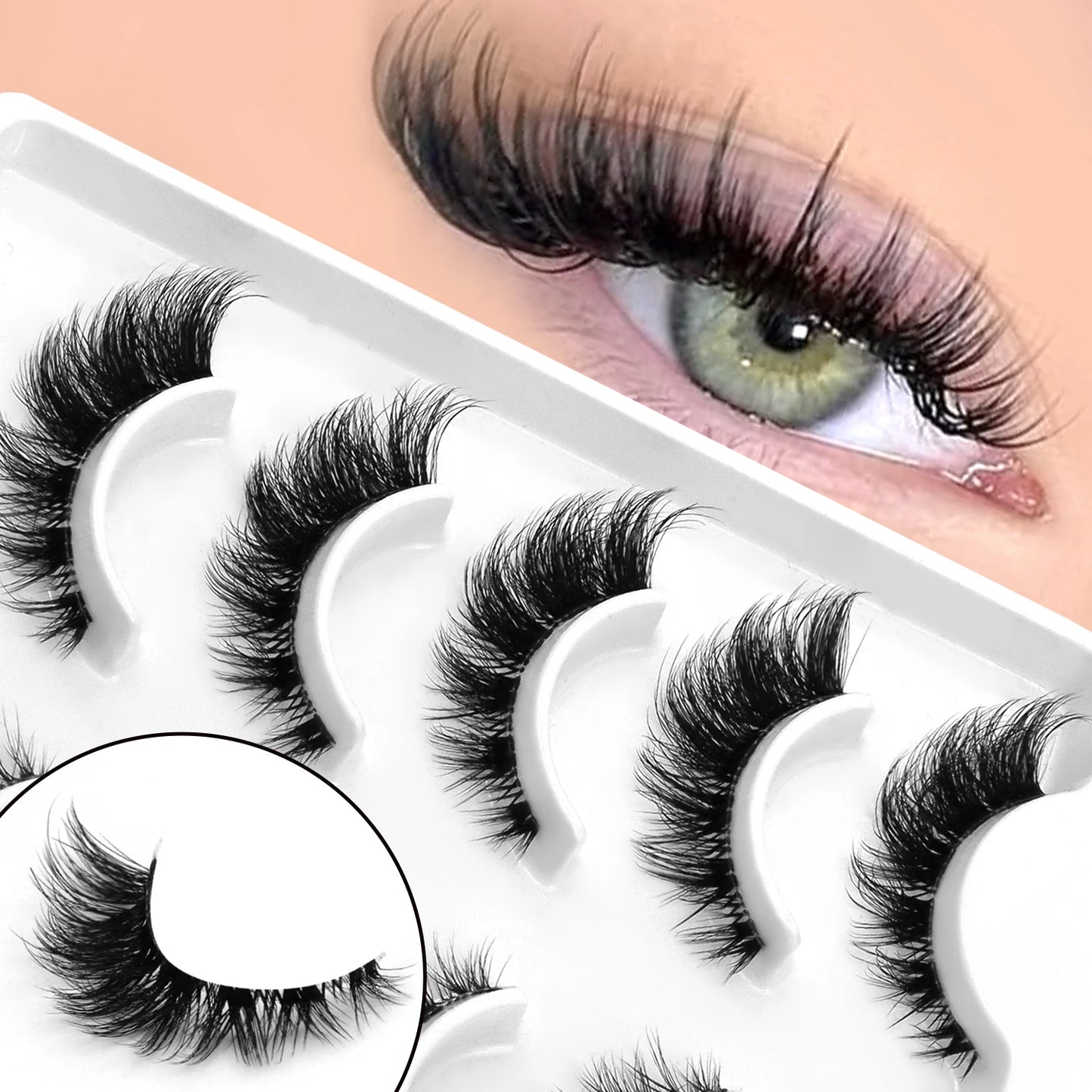 Cils Cat Eye 3D – Faux cils naturels, doux, en vison synthétique – Effet naturel, léger et effilé pour allonger le regard