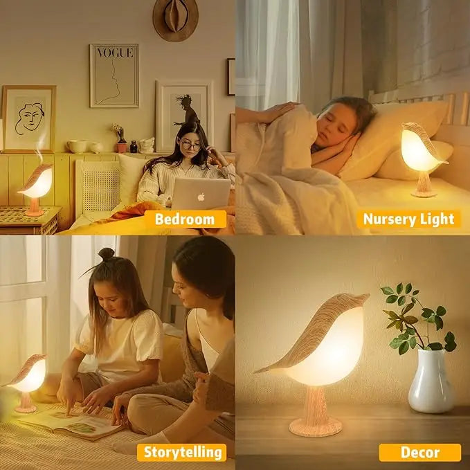 LED Bird Touch Lamp – 3-Level Dimmable Rechargeable Night Light for Home Decor