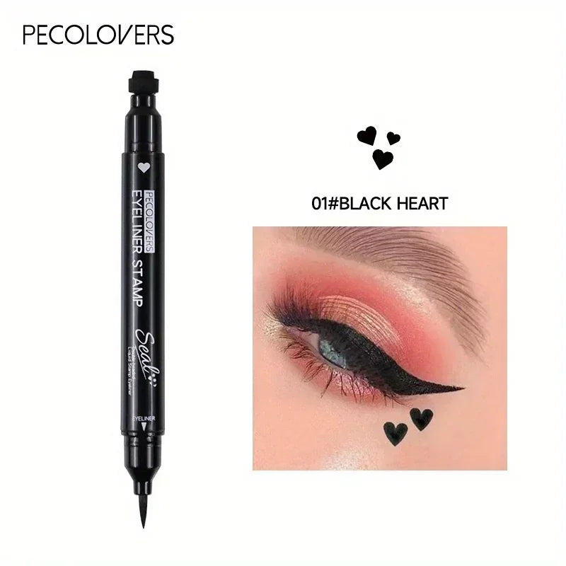 Eyeliner double embout 1 pc – motifs étoile, cœur, lune, waterproof, séchage rapide, adapté aux débutants et professionnels