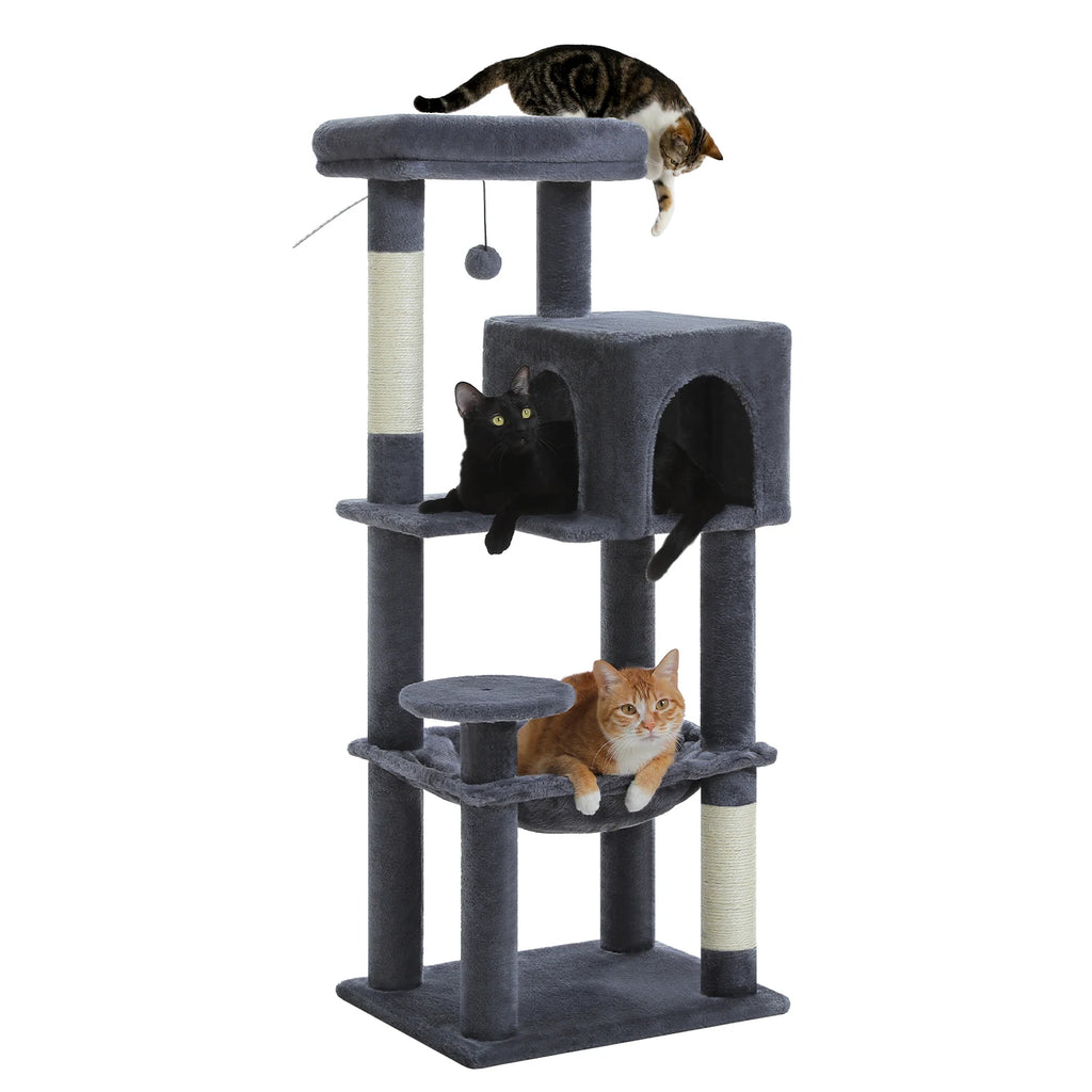 Multi-Level Cat Tree Tower – Cat Condo, Hammock & Scratching Activity Center