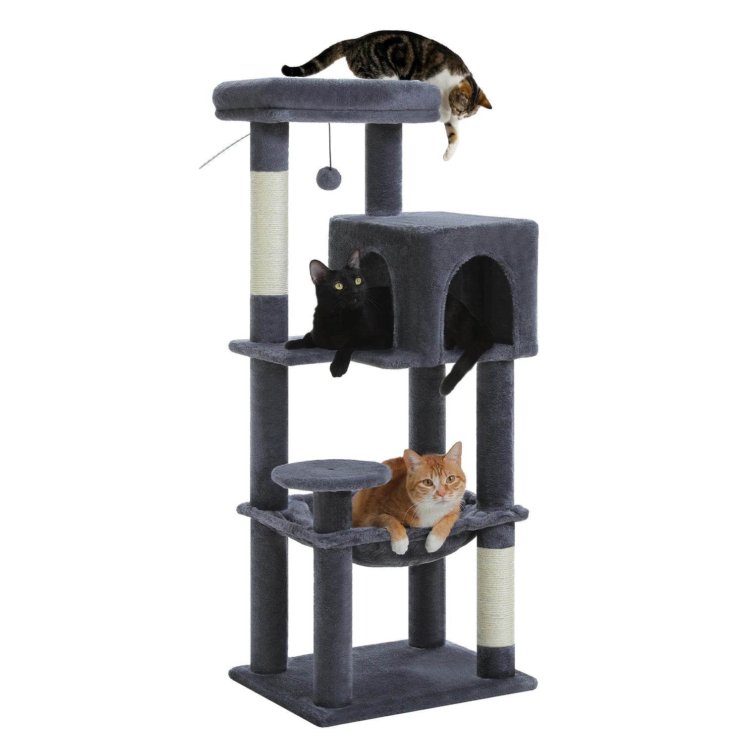 Multi-Level Cat Tree Tower – Cat Condo, Hammock & Scratching Activity Center
