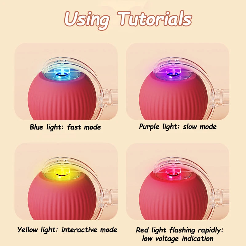 Automatic Interactive Rolling Ball with Faux Tail – Rechargeable Smart Cat & Dog Toy
