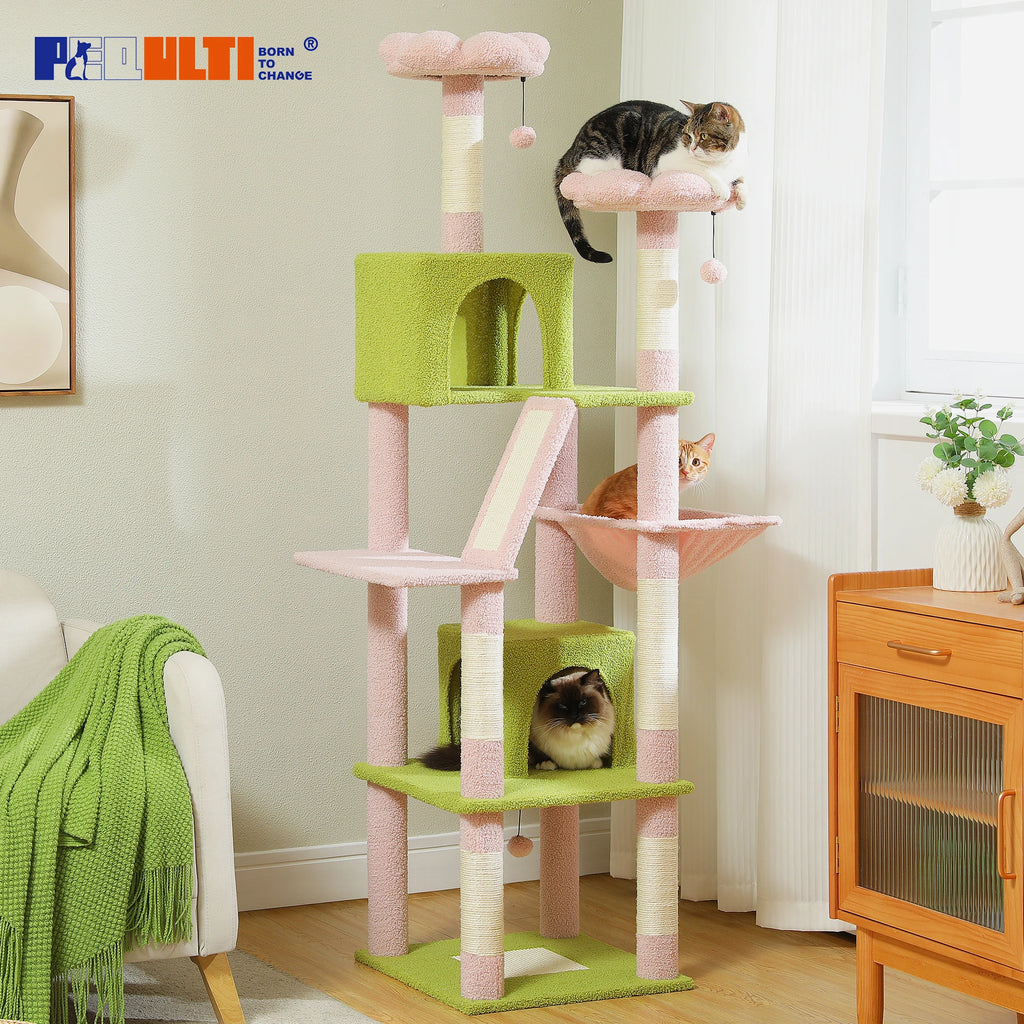 Multi-Level Cat Tree Tower – Cat Condo, Hammock & Scratching Activity Center