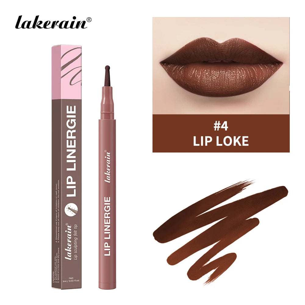 Crayon à Lèvres – Pointe Bille Flexible, Longue Tenue, Waterproof, Anti-Transfert et Anti-Bavure, 8 Couleurs, Maquillage des Lèvres