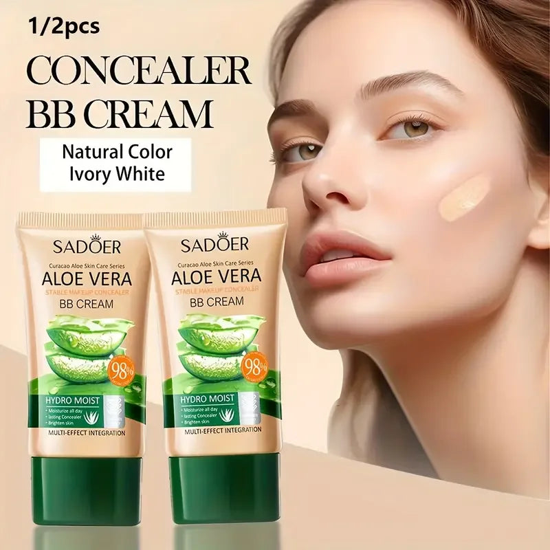 BB Cream à l’Aloe Vera – Hydratante et Correctrice, Collagène, Couvrance Totale, Fond de Teint Longue Tenue et Léger