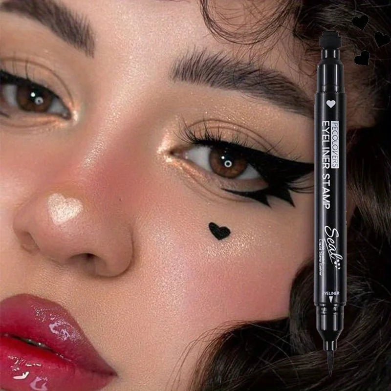 Eyeliner Liquide Étoile Noir – Crayon Yeux avec Tampon Lune 2 en 1, Étanche, Longue Tenue, Application Facile, Maquillage des Yeux