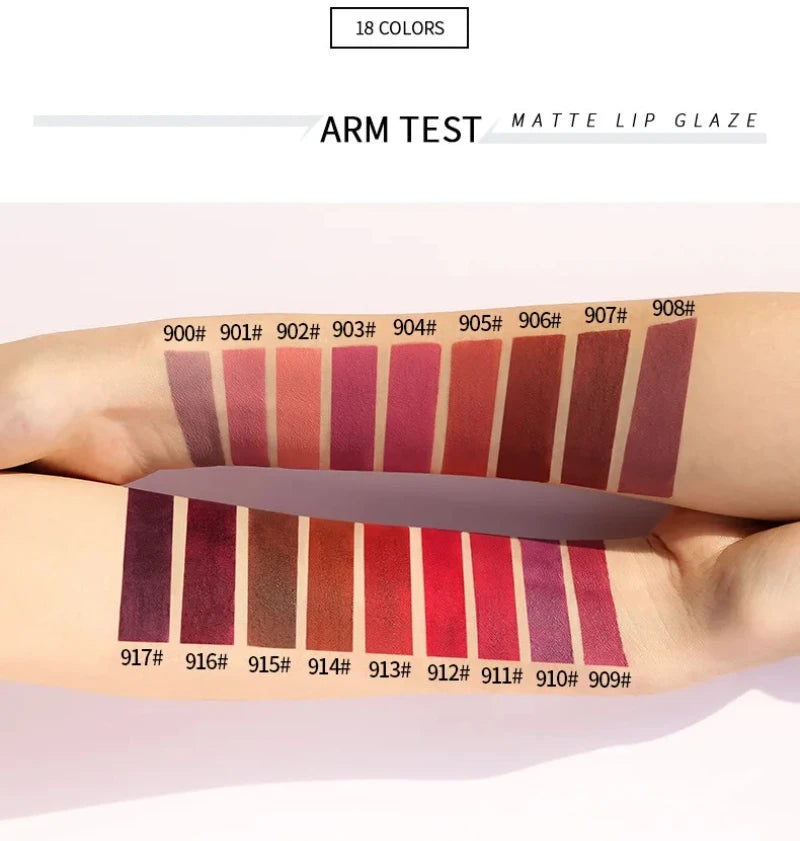 Rouge à lèvres capsule mini 18 couleurs de haute qualité – Finition velours mate | Texture lisse et non collante | Tenue longue durée | Gloss et encre à lèvres élégants de marque