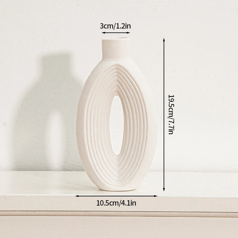 Modern White Decorative Vase – Minimalist Flower Vase for Home & Table Decor