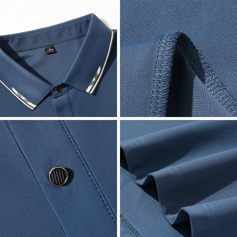Hommes Polo à manches courtes 2025 été grande taille 9xl 8xl 7xl haute qualité glace soie couleur unie hommes d'affaires polos décontractés