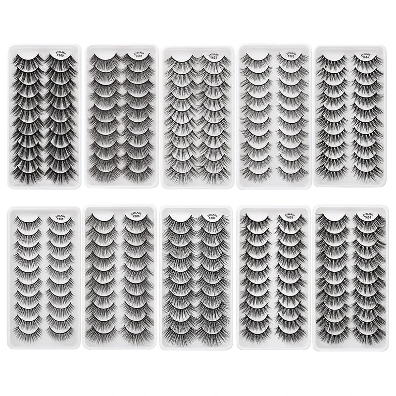Lot de 10/8/5/3 Paires de Faux Cils 3D en Vison