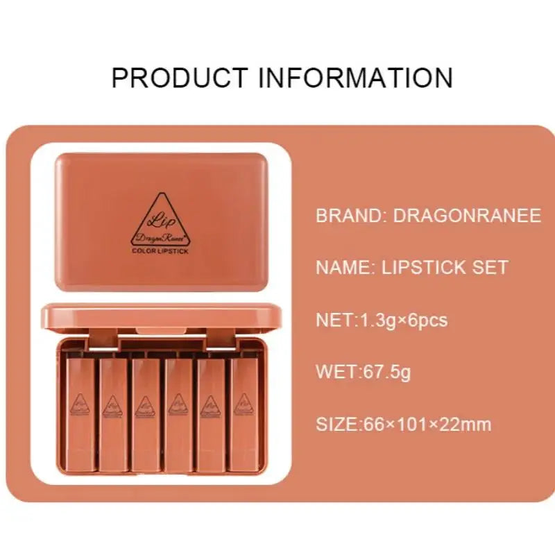 Set 6 Pièces Rouge à Lèvres Mat – Waterproof, Longue Tenue, Anti-Transfert, Application Facile, Couleurs Vibrantes