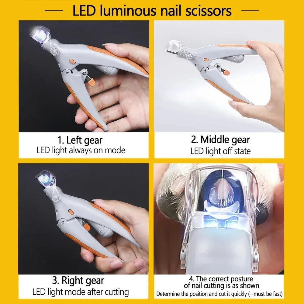 Professional Pet Nail Clipper with LED Light – Precision Grooming Tool for Dogs & Cats