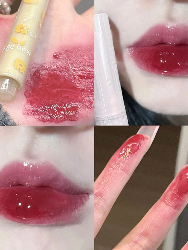 Rouge à lèvres – Teintes florales et “honey” | Hydratant avec finition miroir | Texture gelée brillante | Stylo rouge à lèvres pratique pour lèvres douces et lumineuses