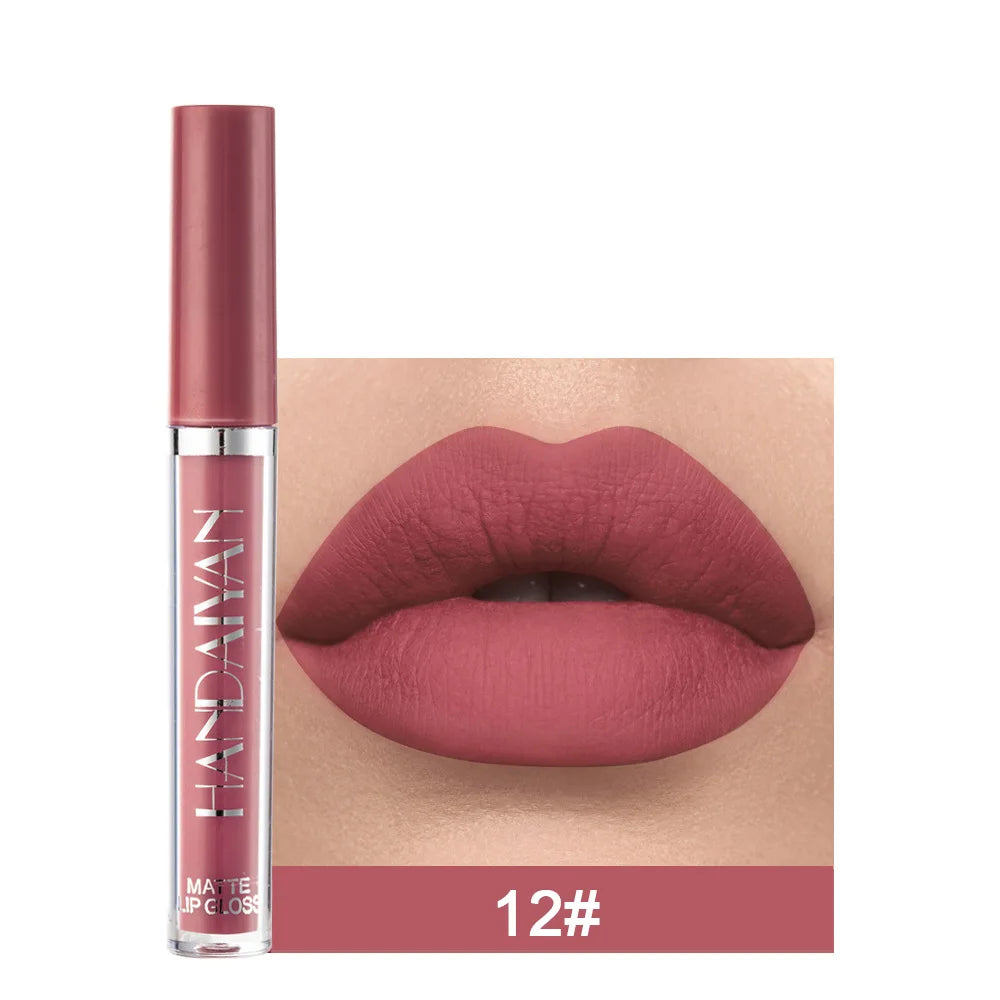 Coffret  12 couleurs — Rouge à lèvres liquide mat et gloss | Teintes rouges et nude | Tenue longue durée et waterproof | Maquillage lèvres élégant et durable