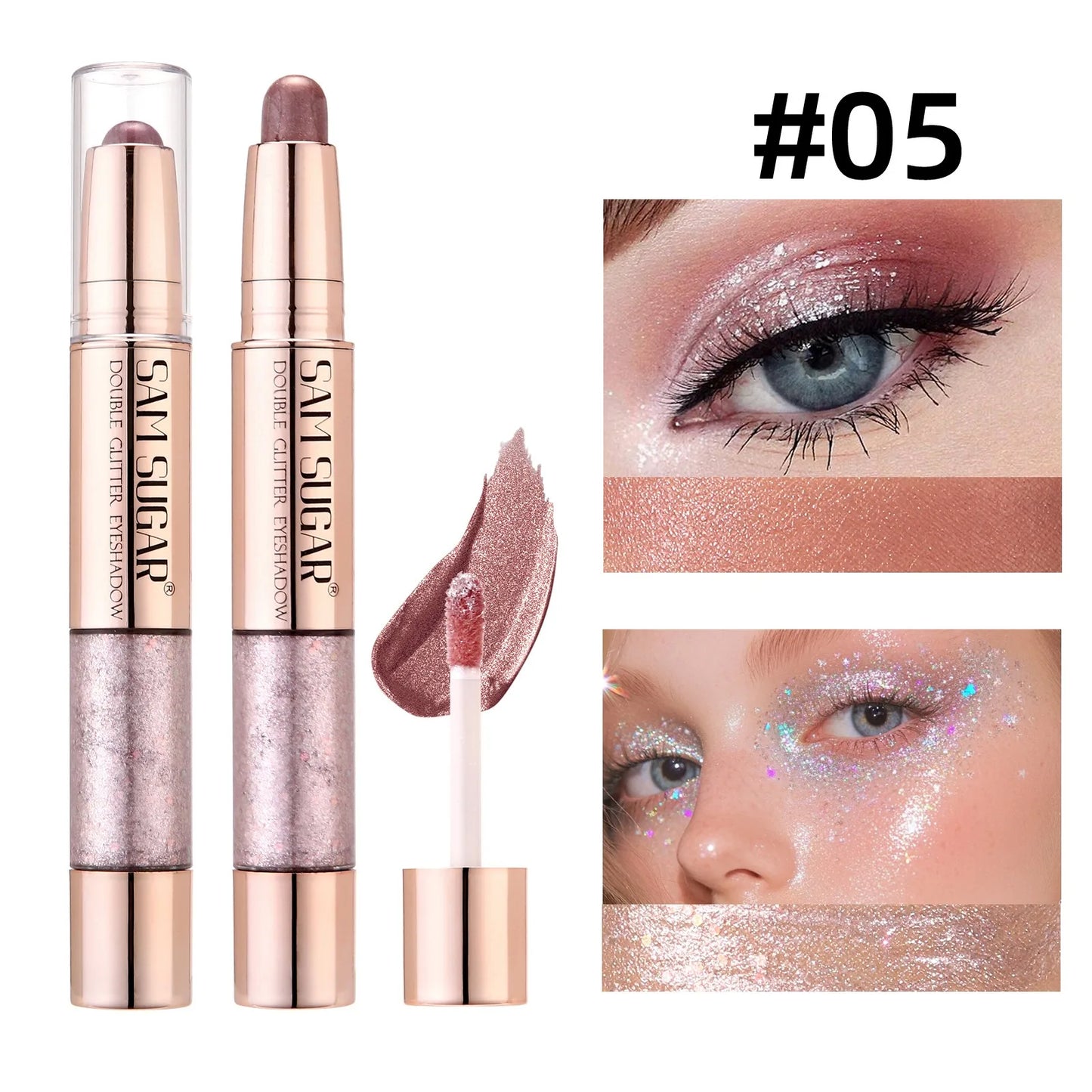 Crayon fard à paupières liquide double embout, nacré, contouring soyeux, scintillant, waterproof, longue tenue, maquillage fête