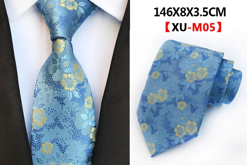 Cravate Homme en Soie 8 cm – Motif Floral Vert et Bleu, Jacquard, pour Costume, Mariage, Fête, Affaires, Cravate Formelle et Cadeau