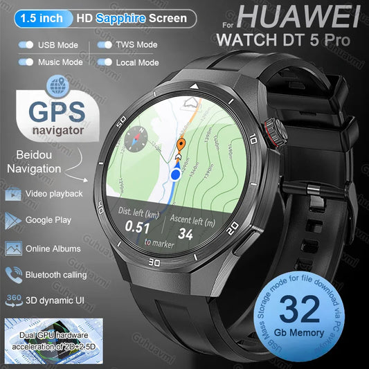 Montre connectée HUAWEI GT 5 Pro, mémoire de 32 go, AGPS Beidou, Navigation, écran saphir, vidéo HD, appel Bluetooth, nouveauté 2025