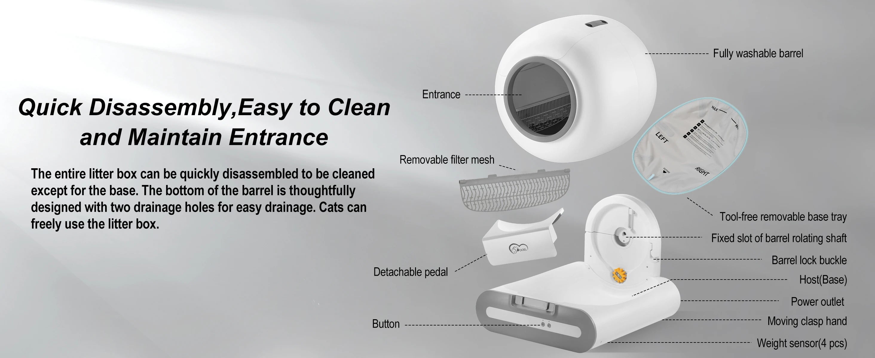 65L Self-Cleaning Cat Litter Box – Smart App-Controlled Automatic Litter Box