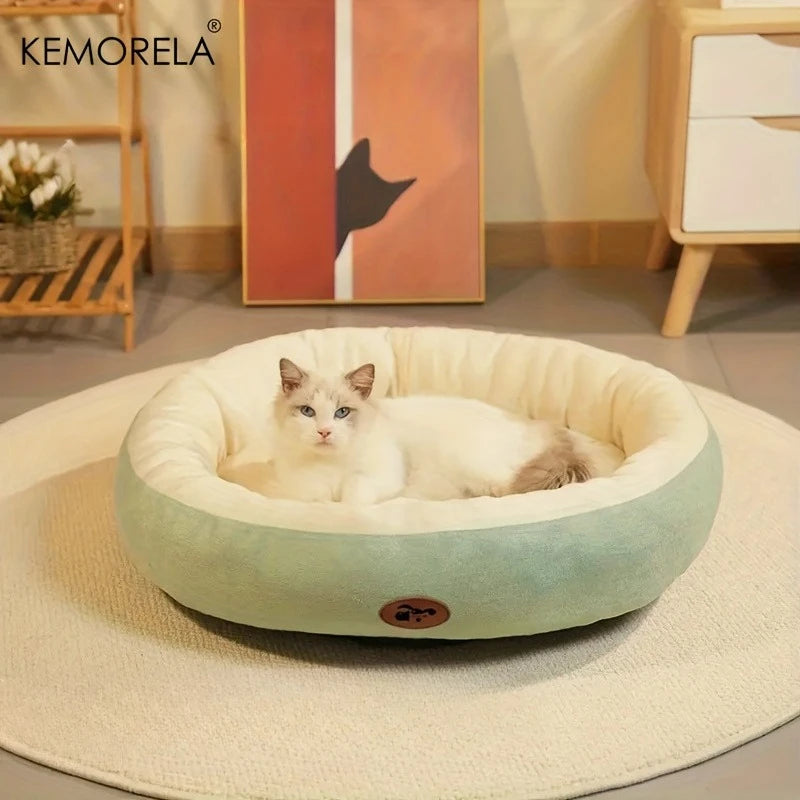 Cozy Oval Plush Pet Bed – Thickened Snuggle Bed for Cats & Small Dogs