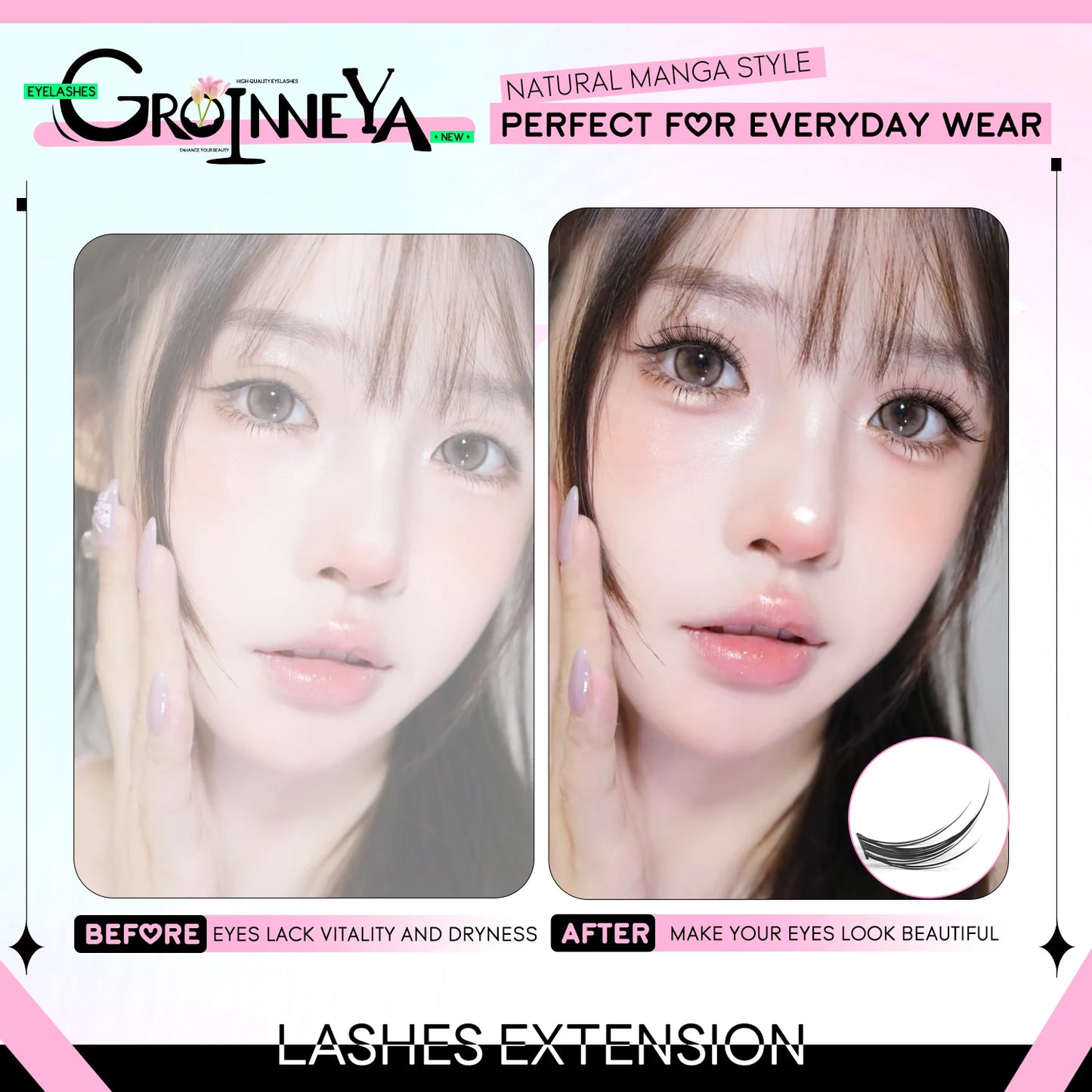 Grappes de cils DIY – Cils manga, multi-styles, effet naturel – Faux cils pour extensions et maquillage professionnel