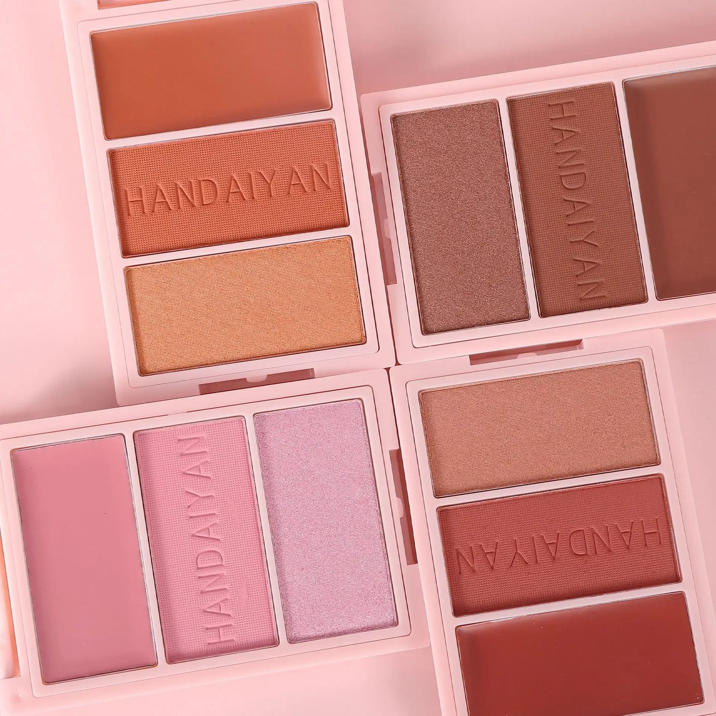 Palette Blush Trois Couleurs Tout-en-Un — Multifonctionnelle, Haute Brillance, Ombre à Paupières et Contouring, Fini Mat
