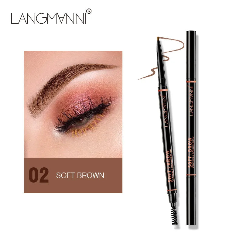 Crayon sourcils double embout rotatif 1,5 mm waterproof avec brosse
