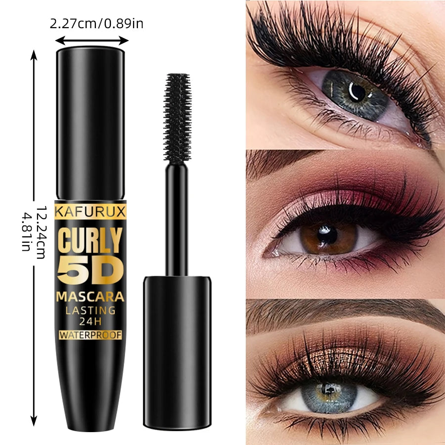 Mascara noir 5D waterproof – Allonge et épaissit les cils avec fibres de soie | Effet extension pour un regard intense | Maquillage pour femmes | Idéal comme cadeau beauté