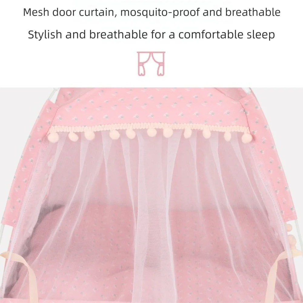 Foldable Princess Pet Bed – Floral Cat & Dog Tent House with Removable Cushion
