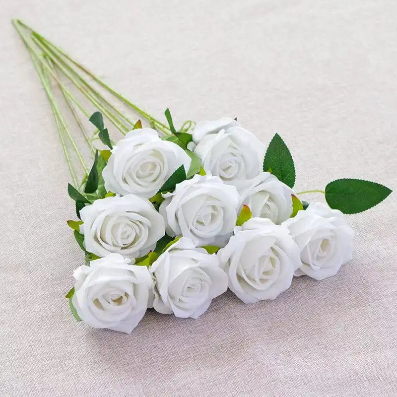 Artificial Rose Flower Stems – Realistic Red Roses for Home & Wedding Décor