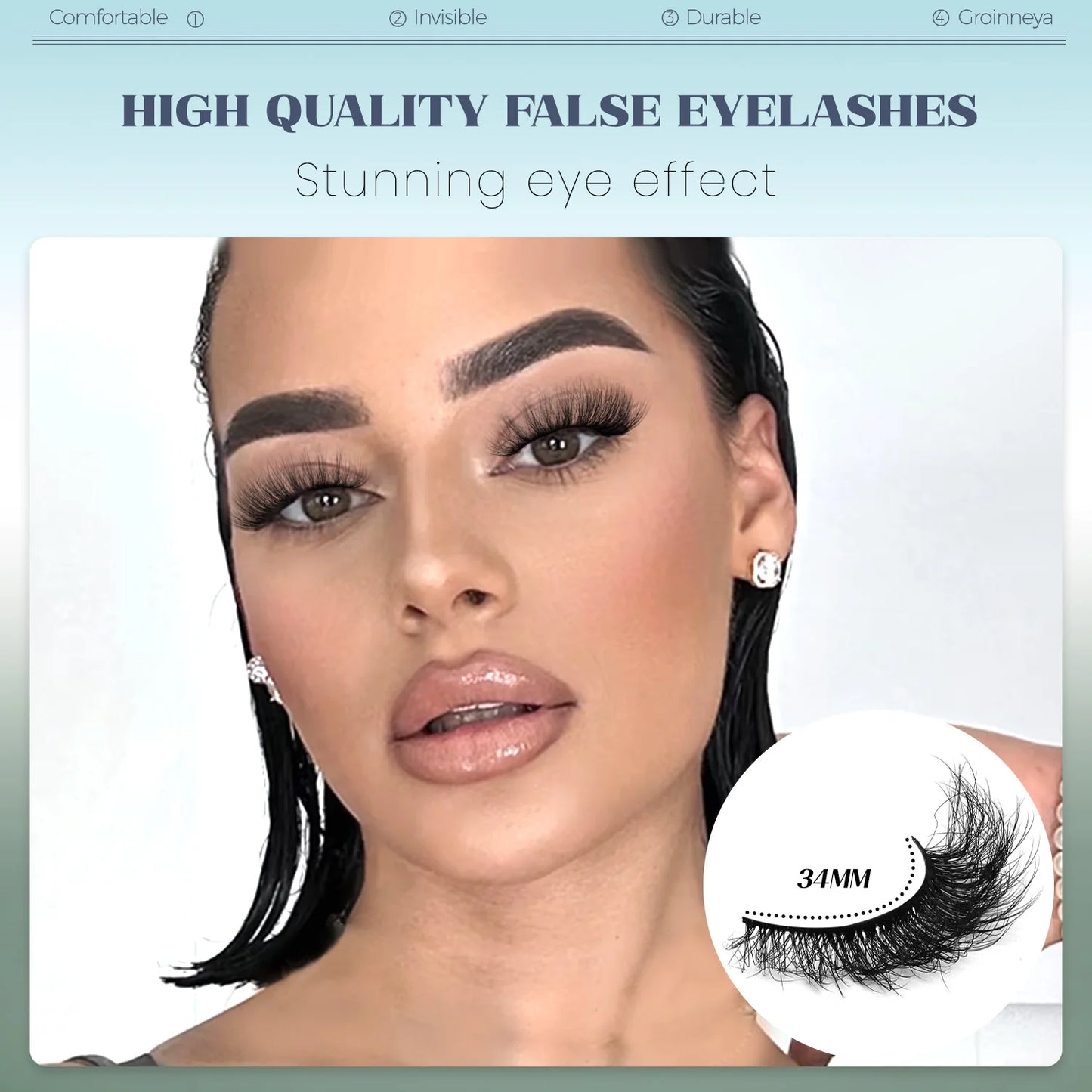 Faux cils – Cils Cat Eye 8D volumineux et doux, courbure D, effet dramatique, bande complète – Faux cils en vison épais