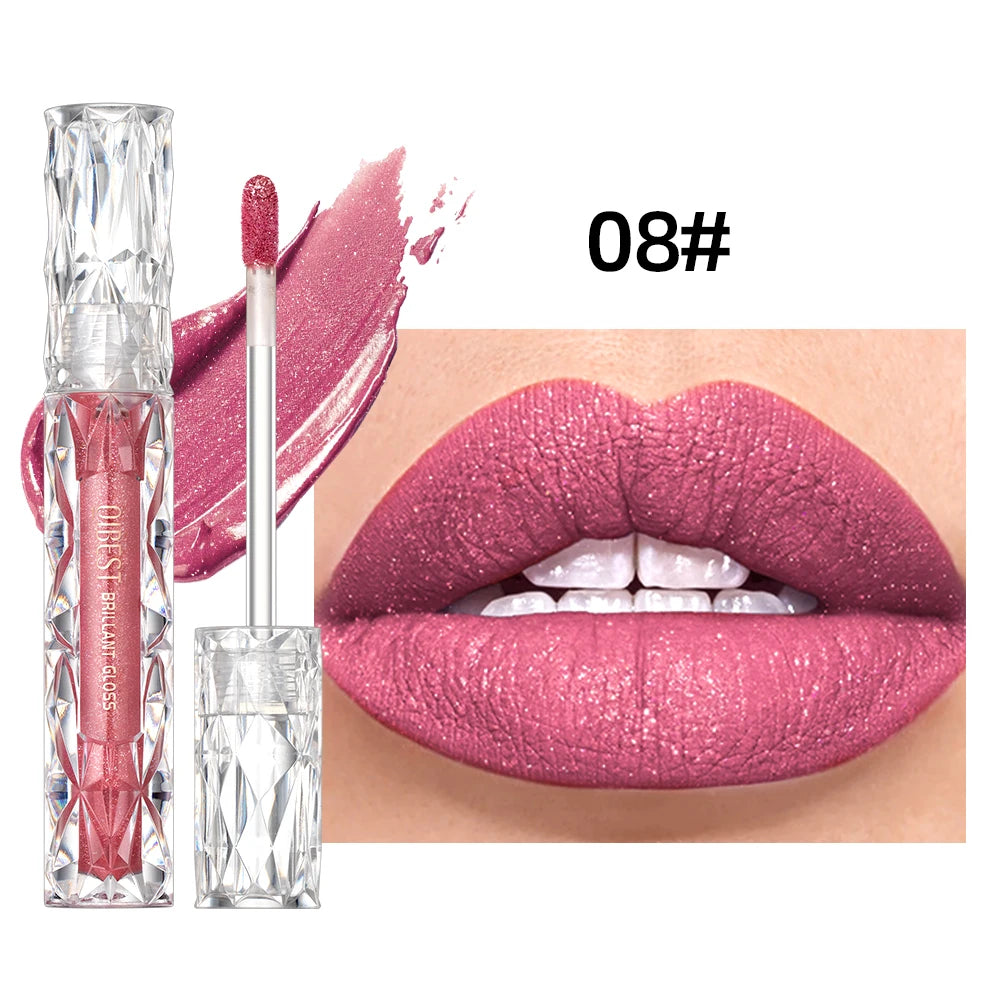 Rouge à Lèvres Liquide Diamant – Hydratant, Longue Tenue, Violet Scintillant, Waterproof, Mat et Pailleté, Maquillage des Lèvres