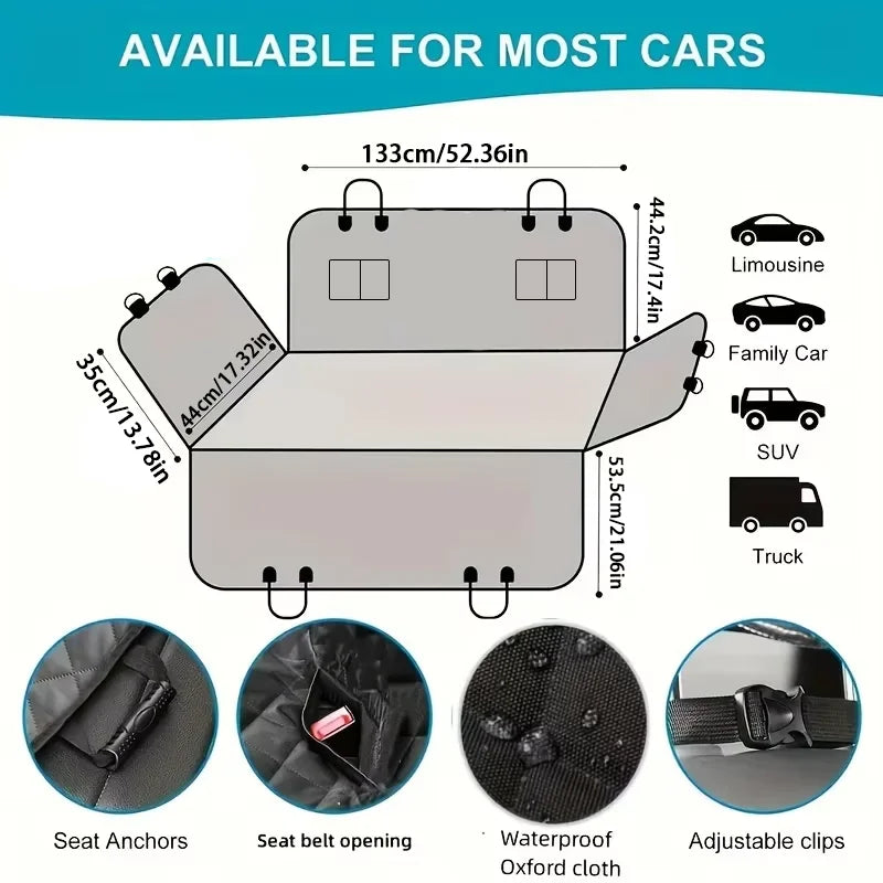 Waterproof Dog Car Seat Cover – Scratch-Resistant Pet Hammock Protector