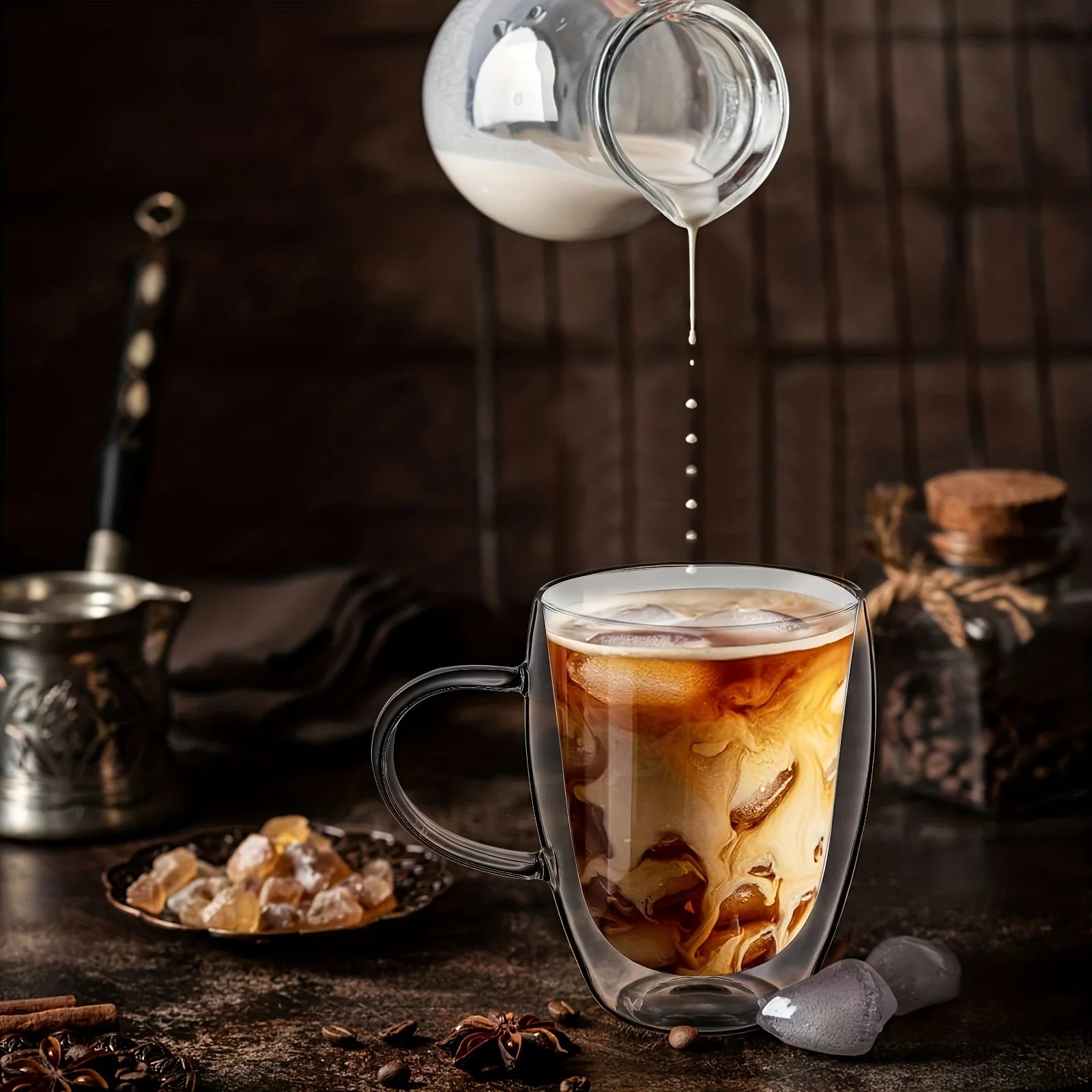 Double Wall Glass Coffee Mug with Handle – 350ml Insulated Cappuccino, Tea & Latte Cup (2/4/6 PCS)