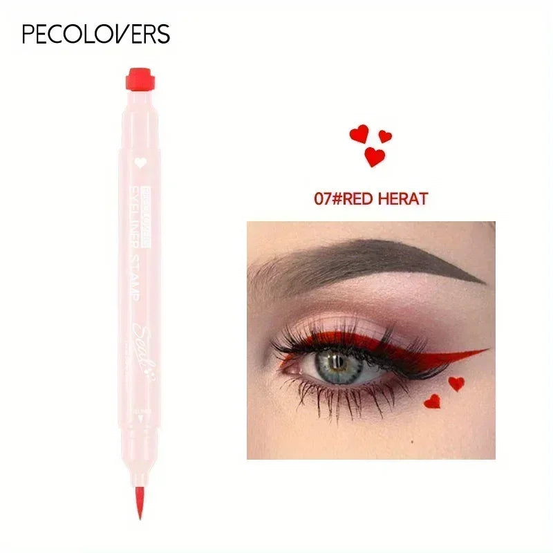 Eyeliner double embout 1 pc – motifs étoile, cœur, lune, waterproof, séchage rapide, adapté aux débutants et professionnels
