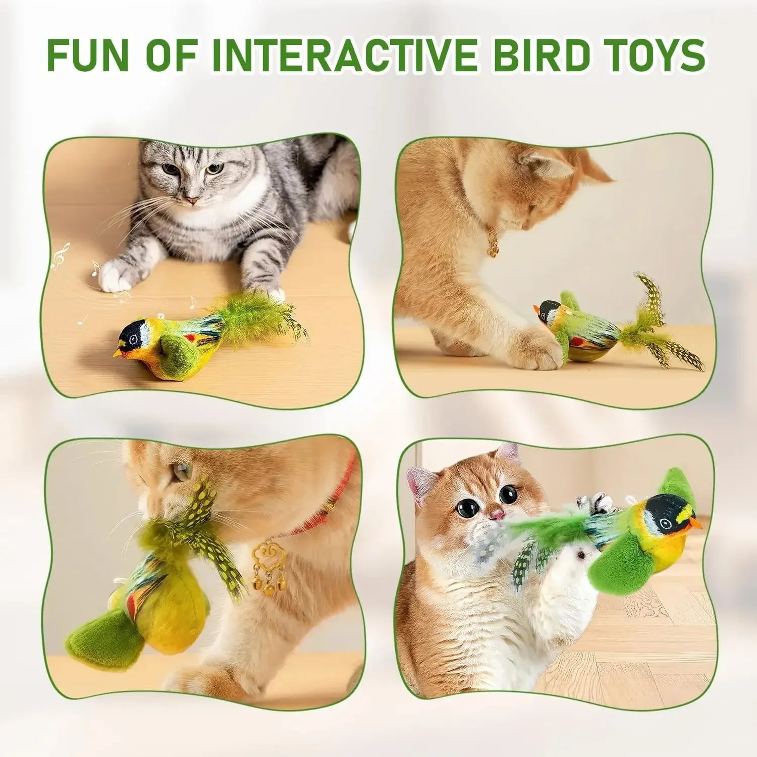 Interactive Chirping Bird Cat Toy with Elastic Rope