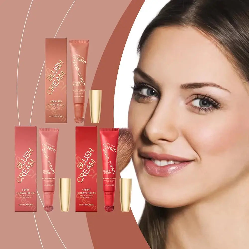 Blush stick crème liquide – Avec applicateur coussin, pour joues – Blush léger et facile à appliquer, maquillage confortable