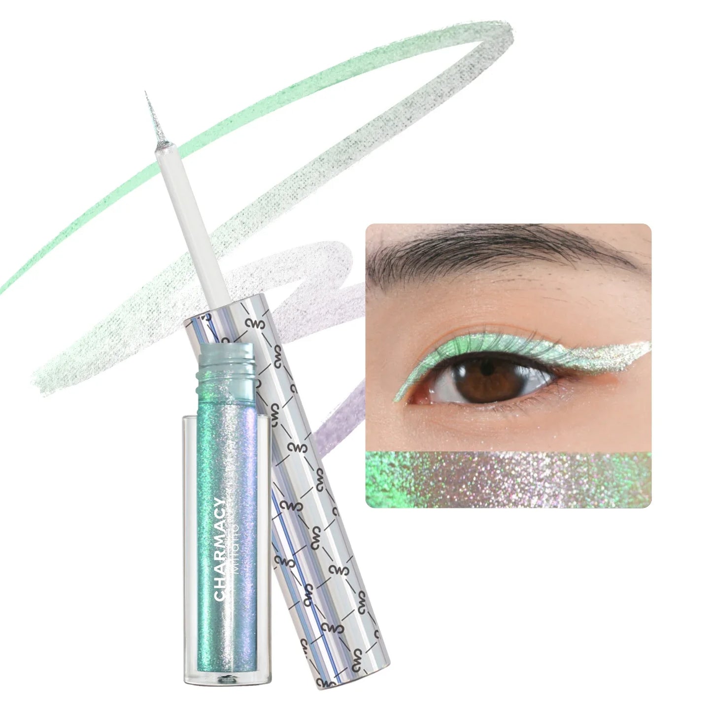 Eyeliner Liquide Duochrome Pailleté — waterproof, longue tenue, pointe ultra-fine, anti-bavures, maquillage des yeux