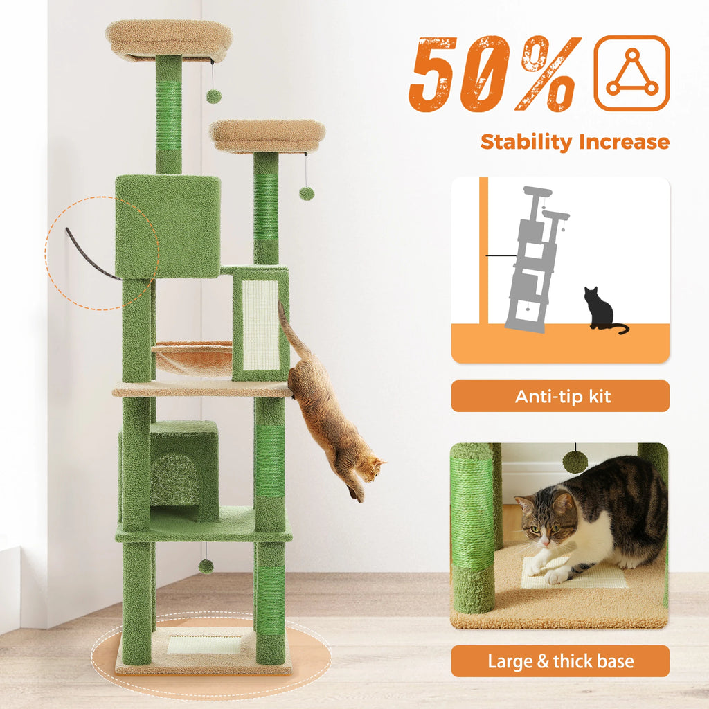 Multi-Level Cat Tree Tower – Cat Condo, Hammock & Scratching Activity Center