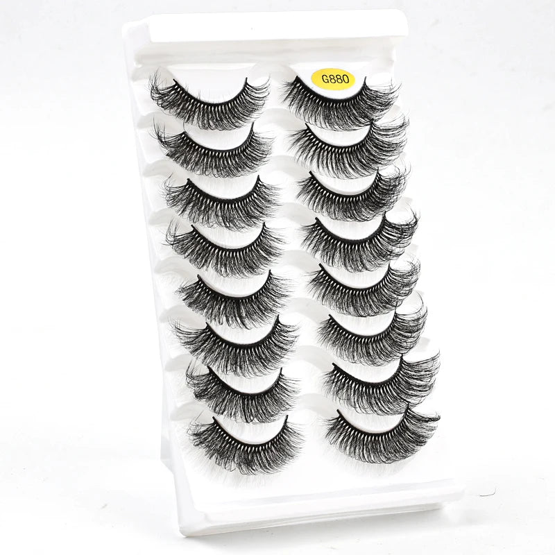 Lot de 10/8/5/3 Paires de Faux Cils 3D en Vison