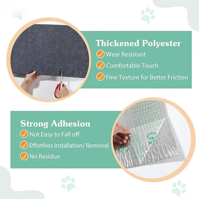 Self-Adhesive Cat Scratch Protector – Trimmable Furniture & Wall Protection Mat