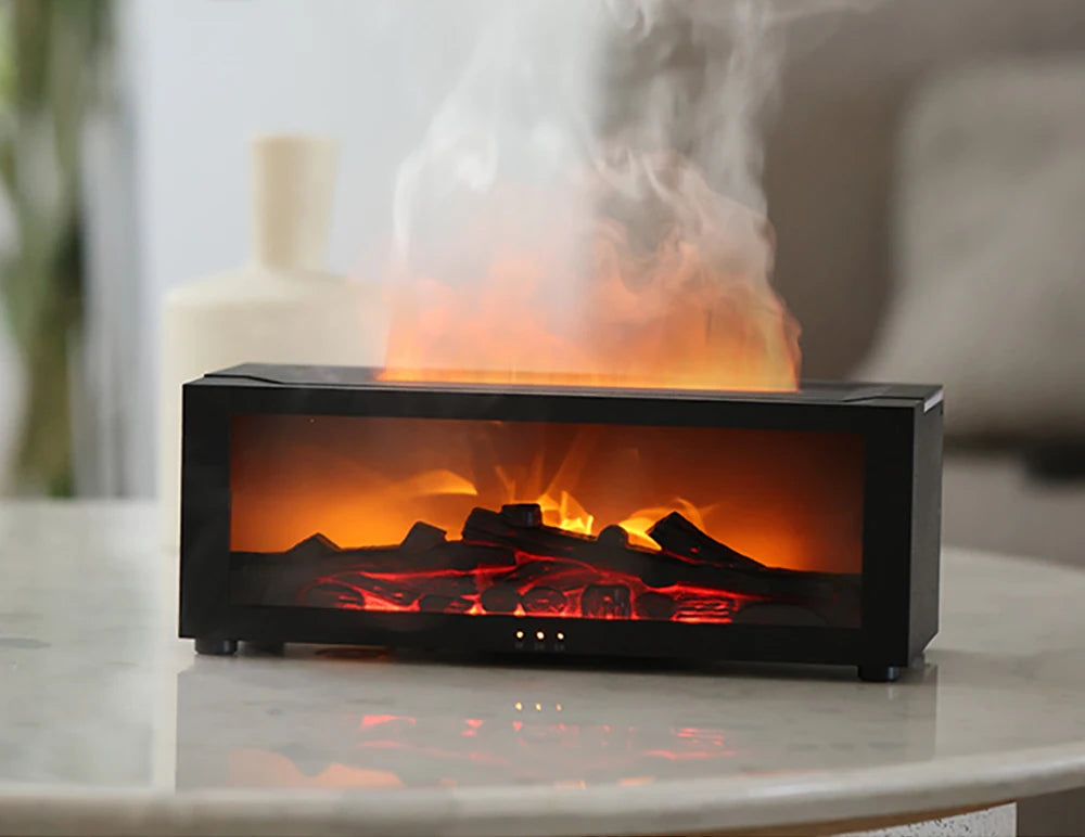 Flame Aroma Diffuser with Remote Control – LED Essential Oil Humidifier for Home
